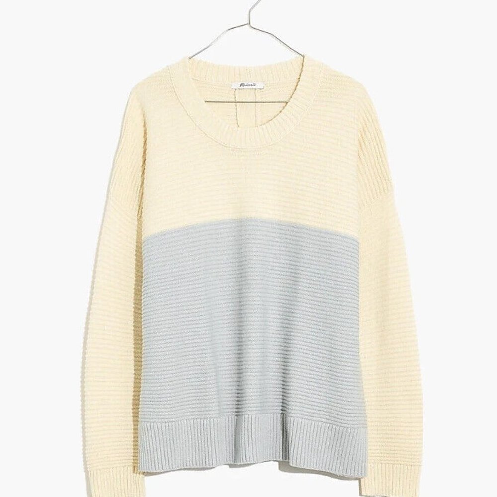 Madewell Greensboro Button-Back Sweater ivory antique cream M medium NWT
